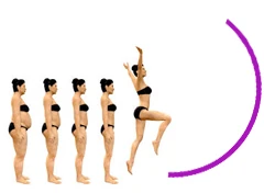 Representación visual de una silueta más delgada, simbolizando la pérdida de peso.